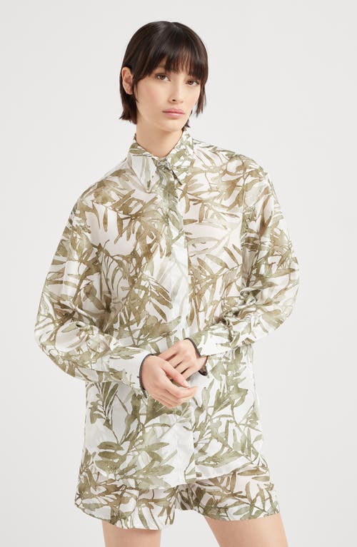 Brunello Cucinelli Silk Shirt Shirt And Blouse Multicolor In Green