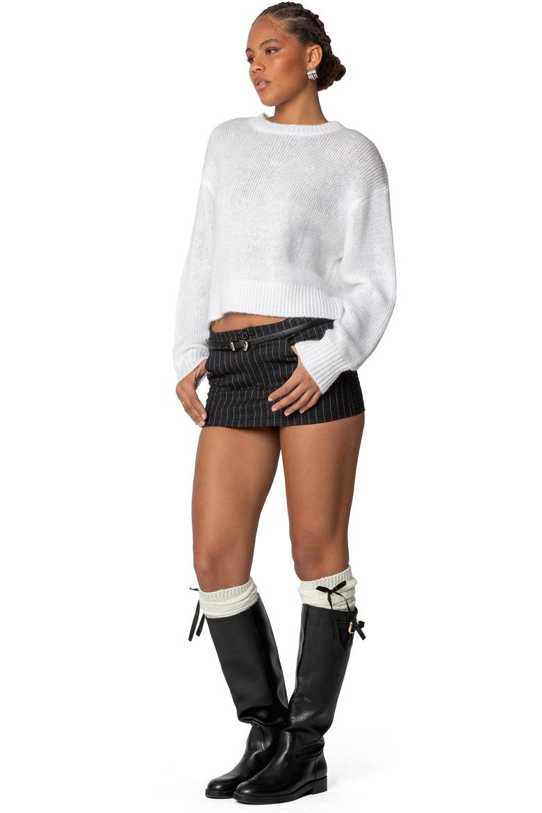 Kyrah Oversize Crop Sweater, Alternate, color, WHITE
