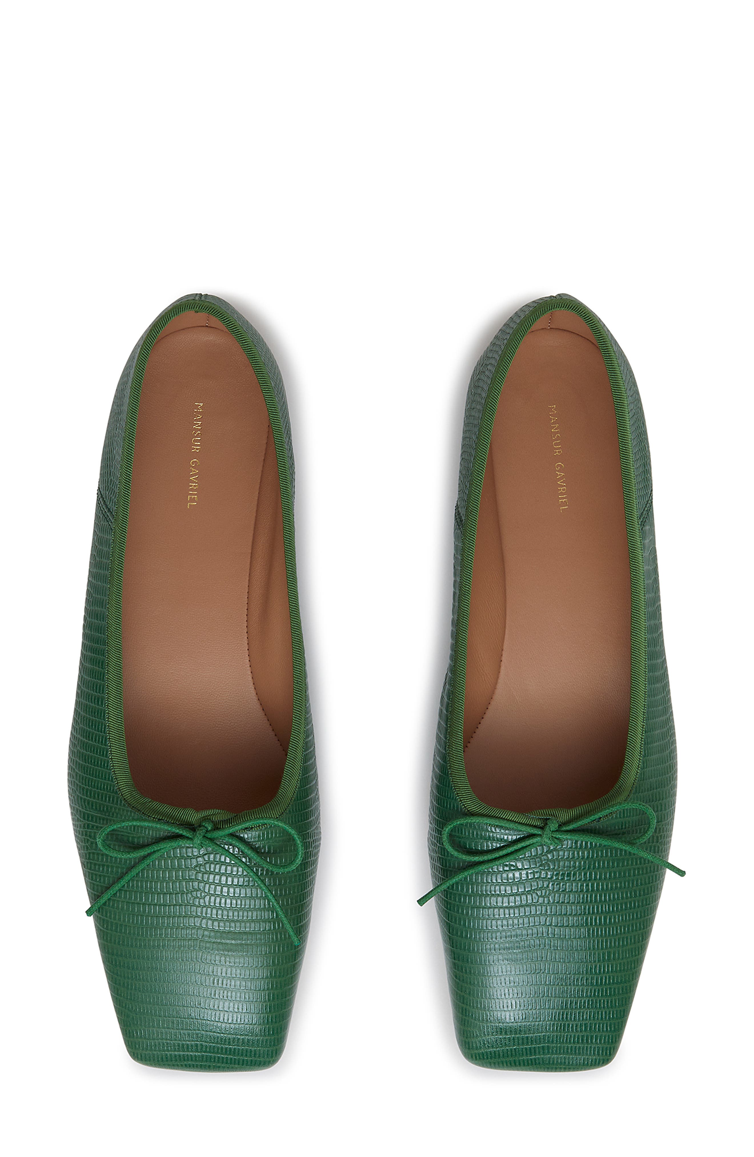 Mansur Gavriel Snakeskin Embossed Square Toe Ballerina Flat (Women ...