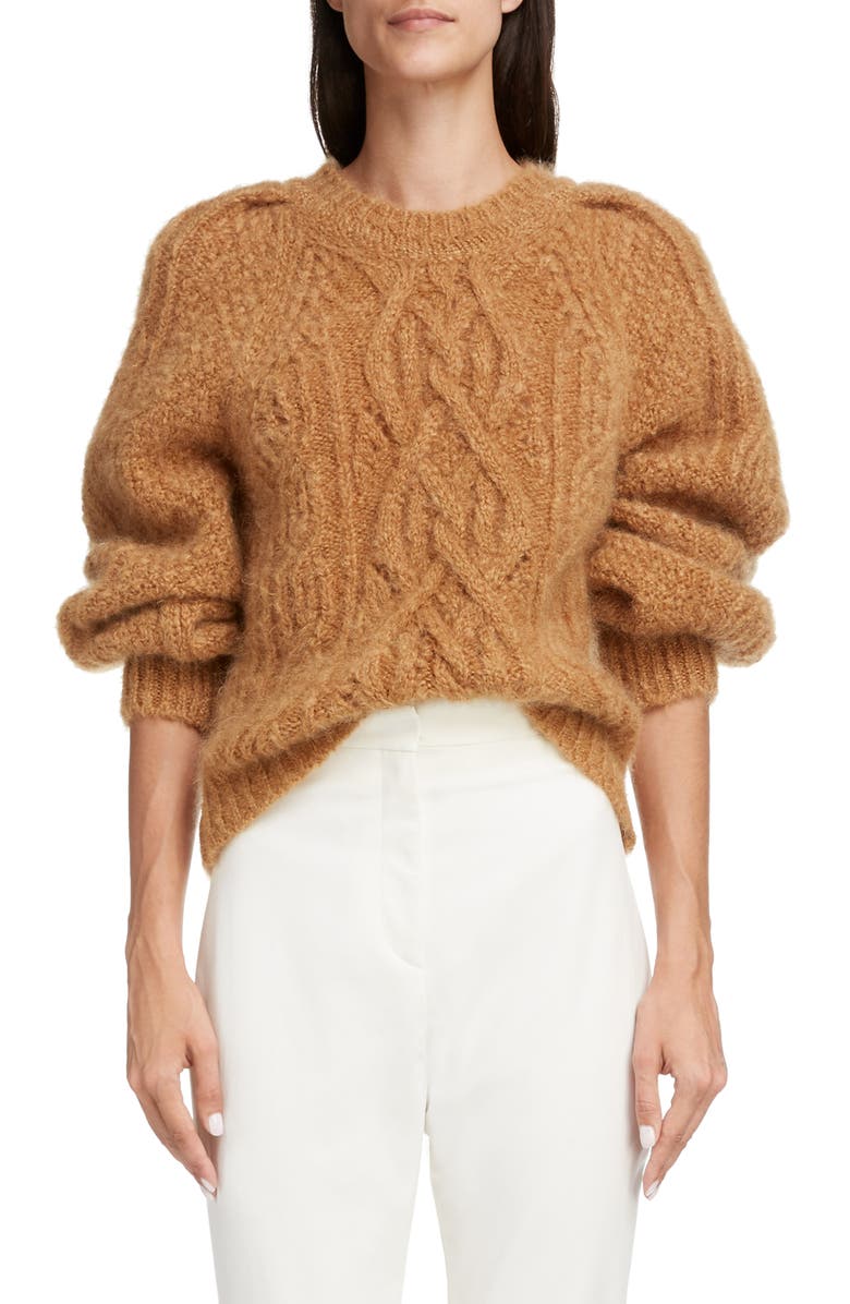 Isabel Marant Esmee Cable Crewneck Sweater, Main, color, 