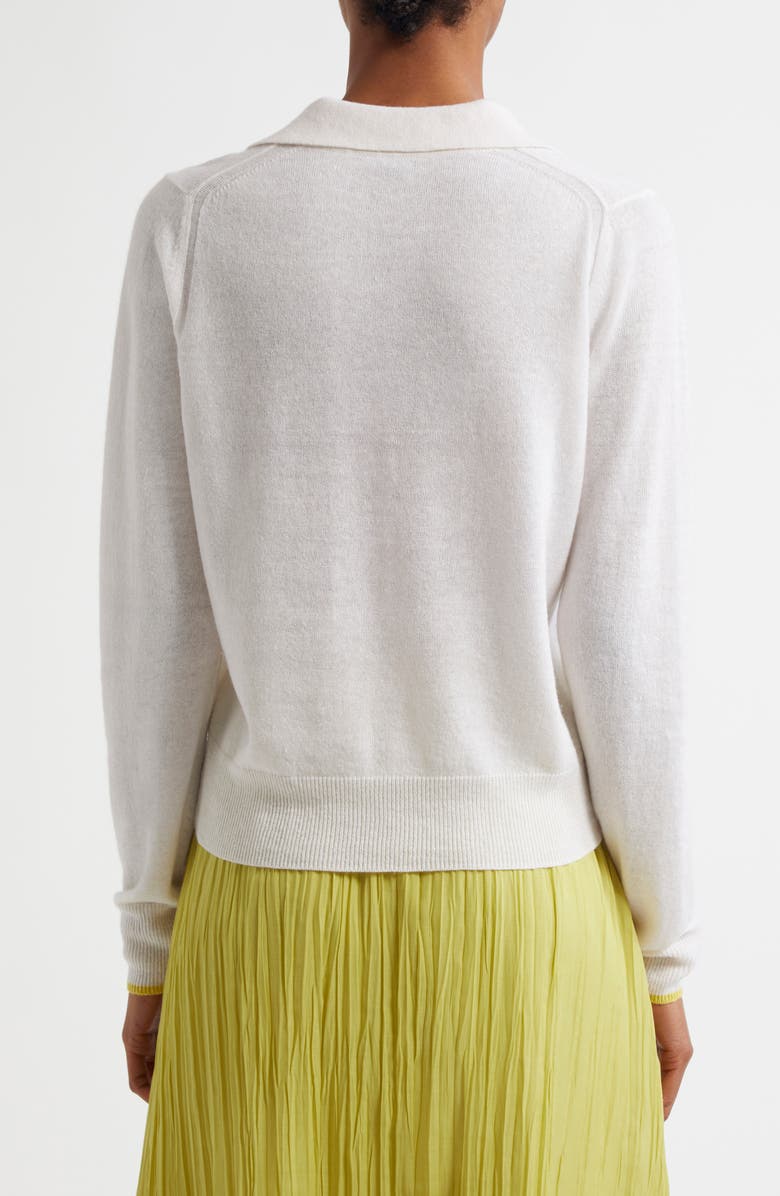 MARGARET O'LEARY Long Sleeve Cashmere & Linen Polo Sweater, Alternate, color, 