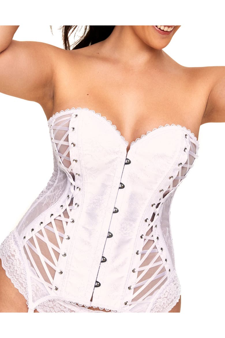 Aurora Boned Corset & Thong Set, Alternate, color, White