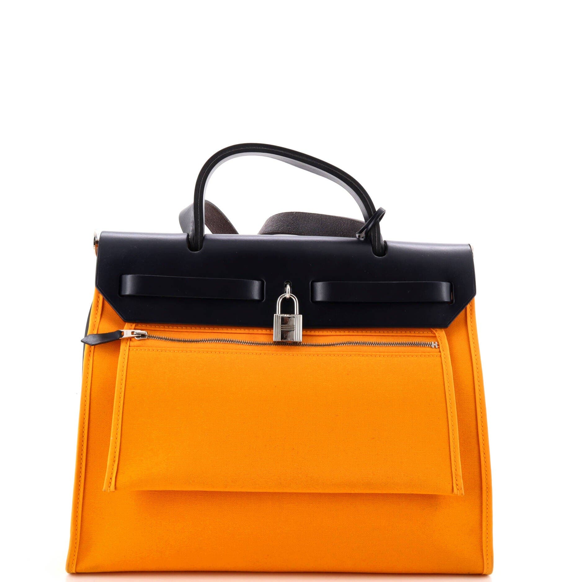 Pre-Owned Hermes Herbag Zip Leather and Toile 31, Alternate, color, Jaune D'or