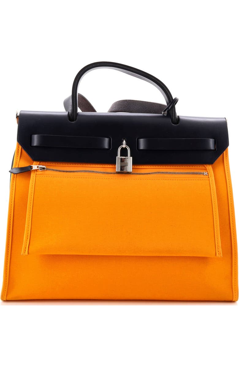 Pre-Owned Hermes Herbag Zip Leather and Toile 31, Alternate, color, Jaune D'or