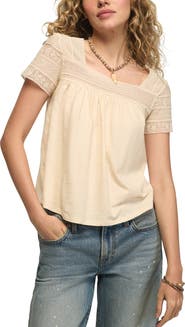 Lucky Brand Lace Trim Swing Top