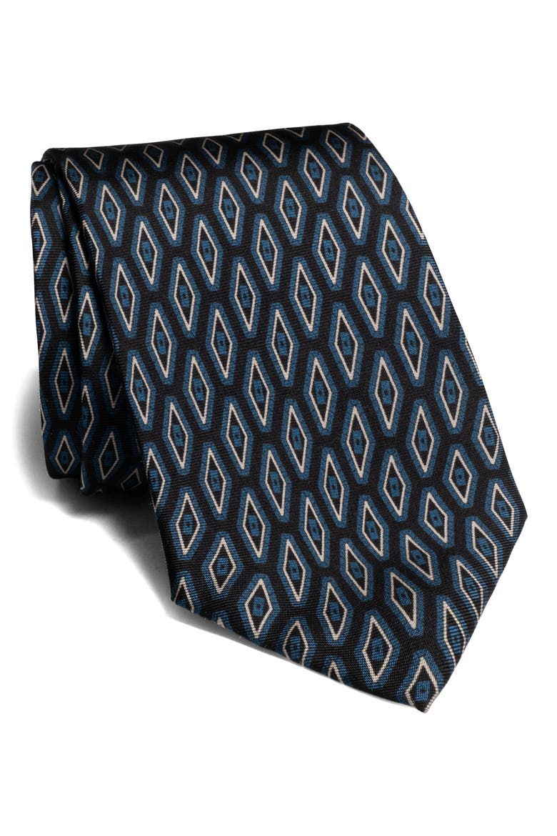 Washington Geometric Print Silk Tie, Main, color, NAVY