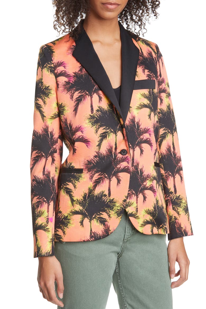Coastal Palm Print Jacket, Alternate, color, PEACH PALMS