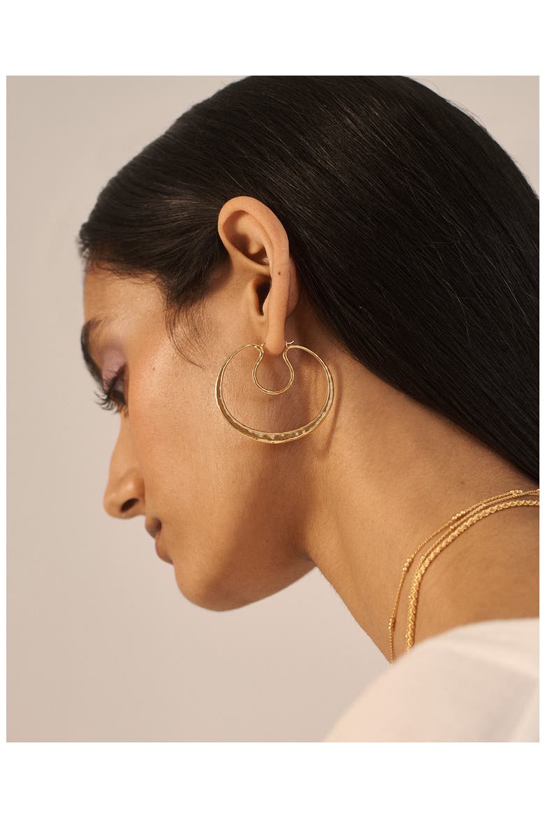 Flow Sculpted Hoop Drop Earrings, Alternate, color, 18CT GOLD VERMEIL/ SS