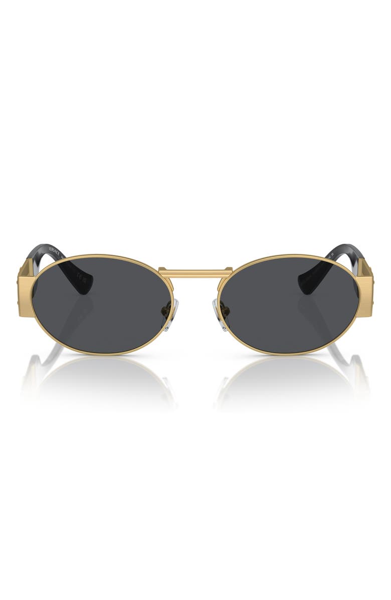Versace 56mm Oval Sunglasses, Main, color, Matte Gold / Dark Grey