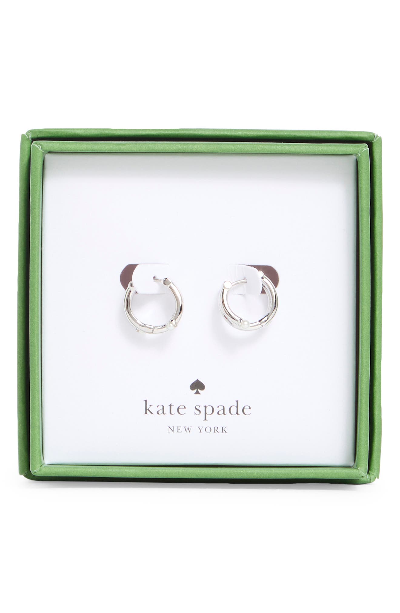 Kate Spade New York faux pearl huggie hoop earrings