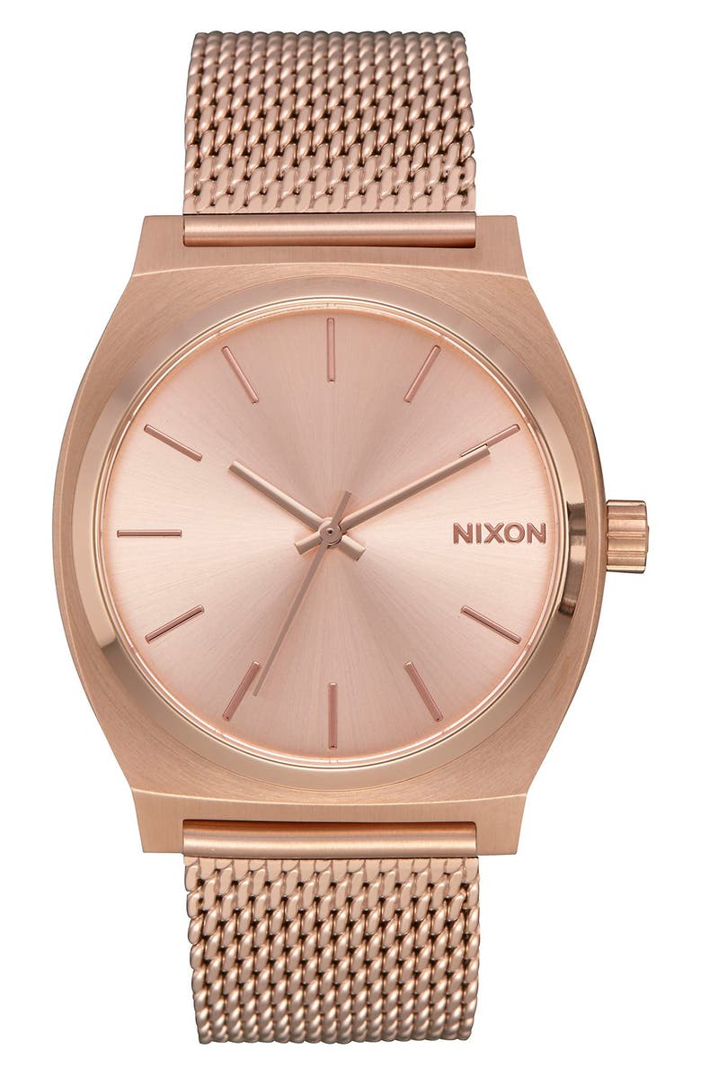 Nixon Time Teller Milanese Mesh Strap Watch, 37mm, Main, color,