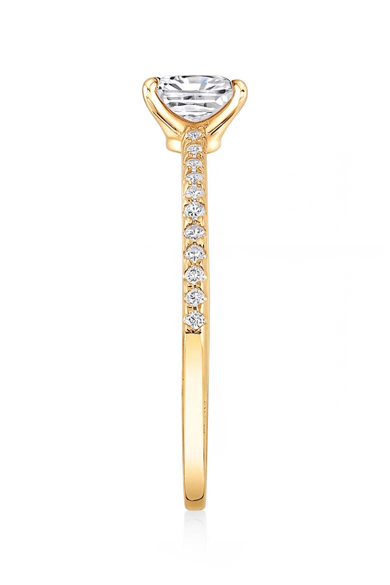 Princess Solitaire Pavé Cubic Zirconia Ring, Alternate, color, 18 KT YELLOW GOLD CLEAR CZ