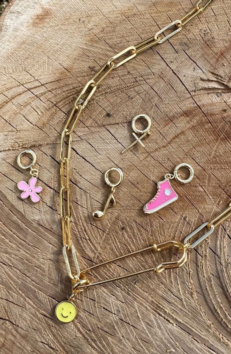 Nickel & Suede Sneaker Charm, Alternate, color, Pink