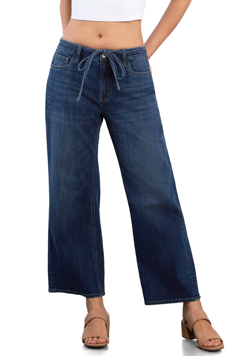 Loop Me In Drawstring Crop Wide Leg Jeans, Main, color, FLAME BLUE