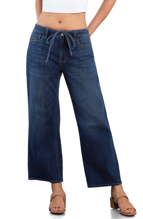 Loop Me In Drawstring Crop Wide Leg Jeans