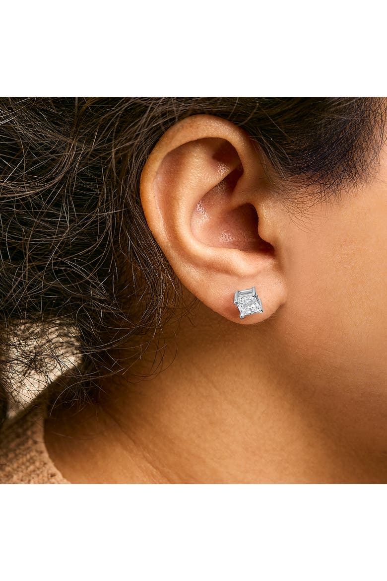 14K White Gold 2.0 Ct Princess Lab-Grown Diamond Solitaire Stud Earrings, Alternate, color, White