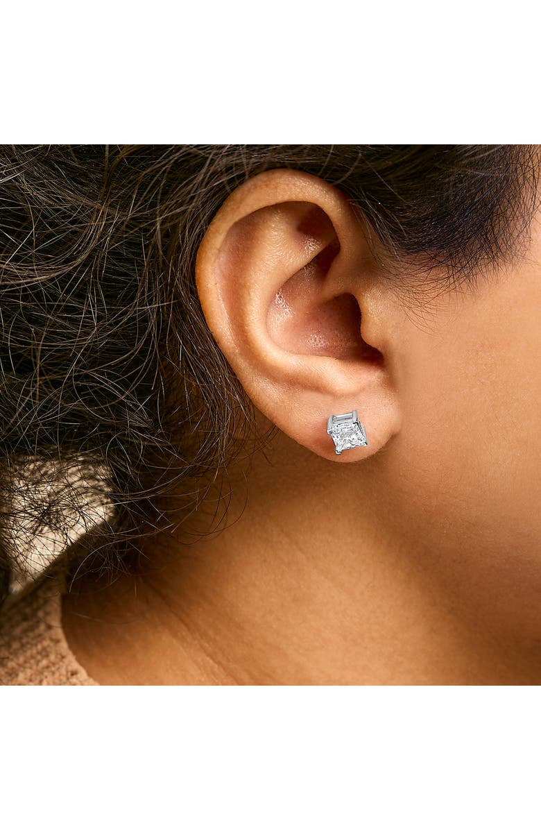 Haus of Brilliance 14K White Gold 2.0 Ct Princess Lab-Grown Diamond Solitaire Stud Earrings, Alternate, color, White