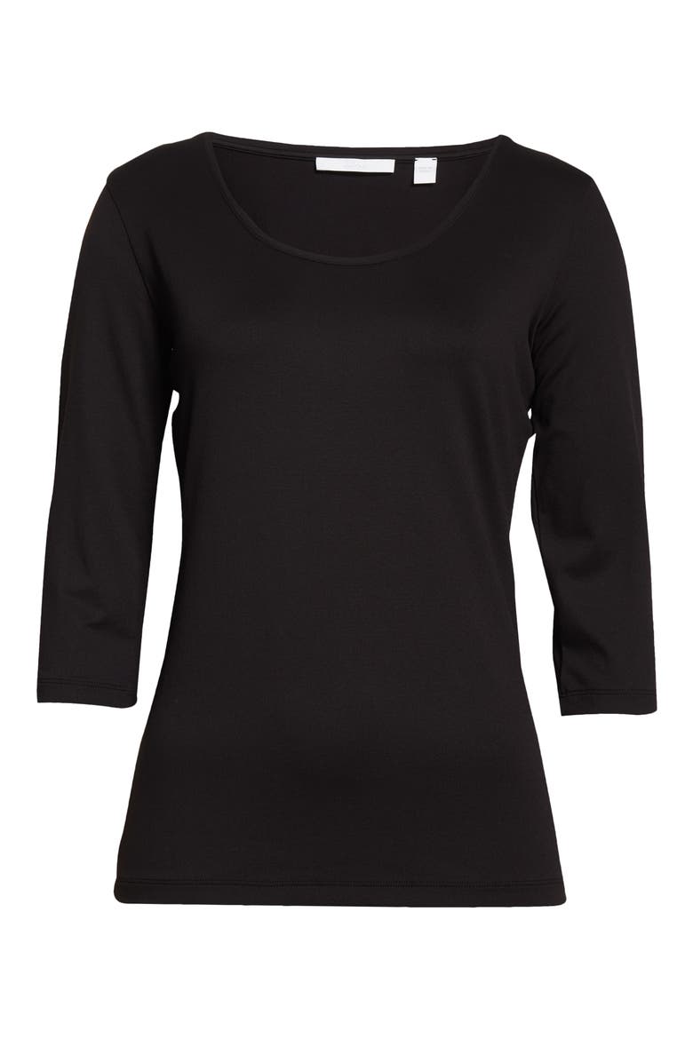 Scoop Neck Stretch Jersey Top, Alternate, color, BLK