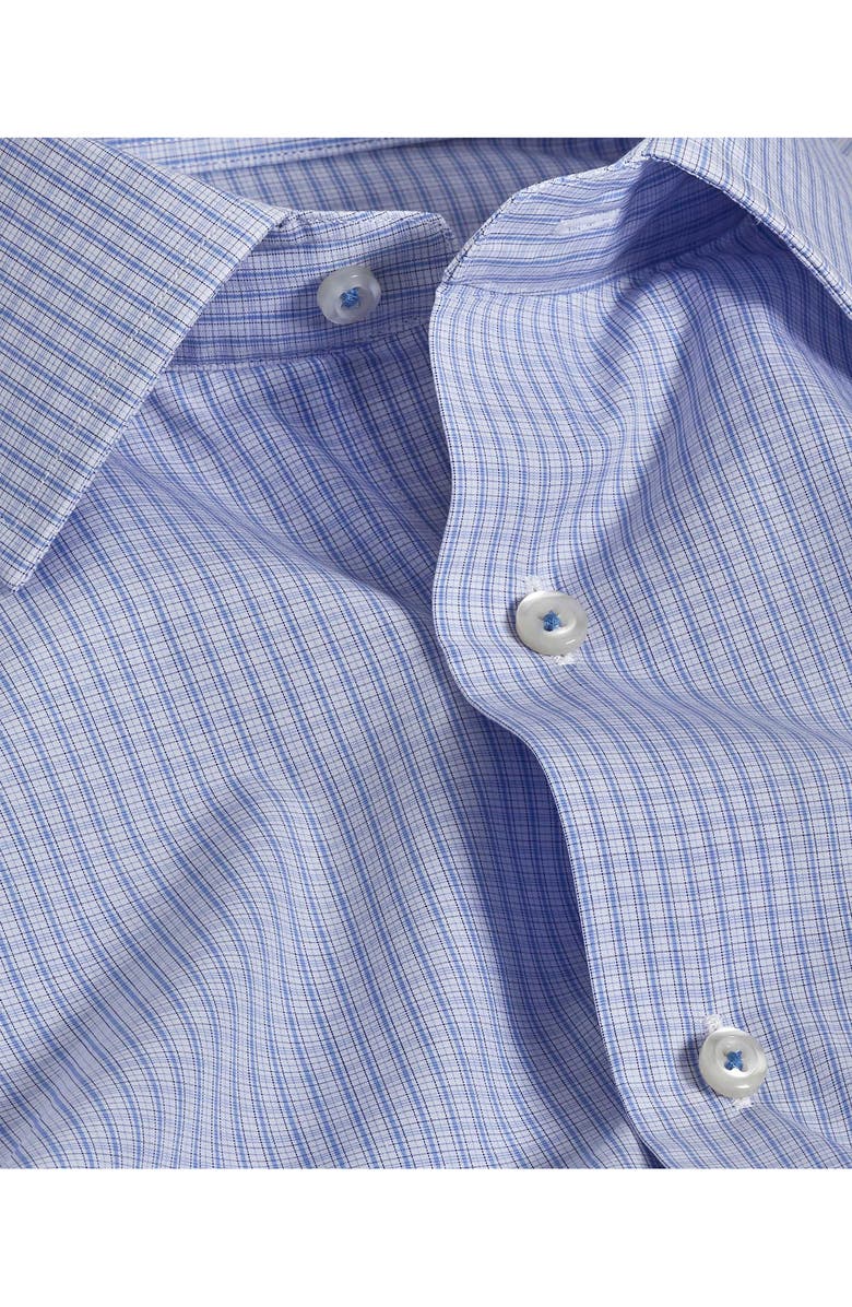 David Donahue Trim Fit Microcheck Cotton Dress Shirt, Alternate, color, White/ Blue