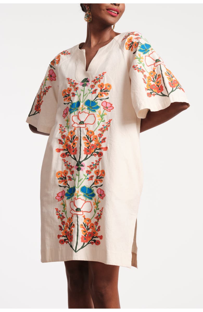 Frances Valentine Charming Caftan Mini Botanical Bash Oyster, Main, color, Oyster/Multi