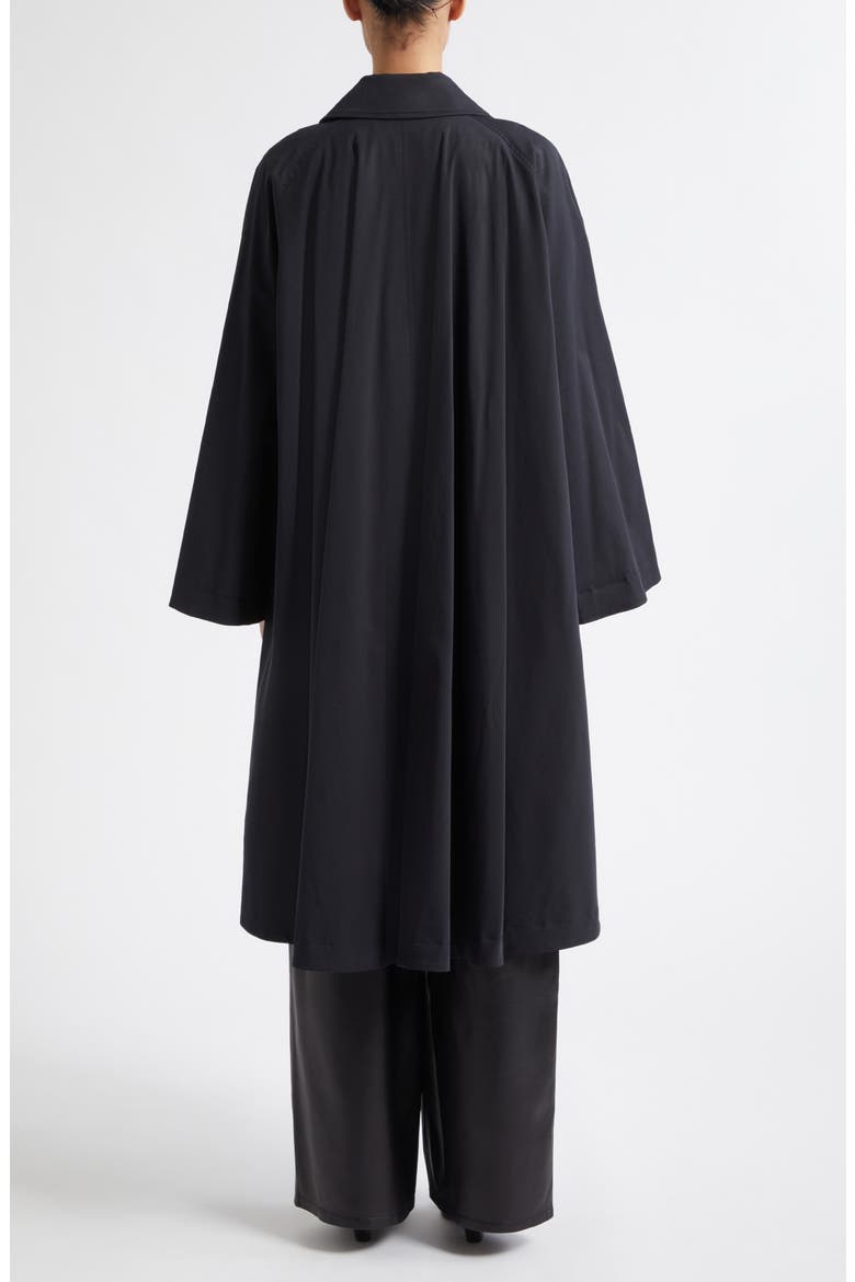 Jane Graceful Stretch Cotton & Nylon Coat, Alternate, color, BLACK