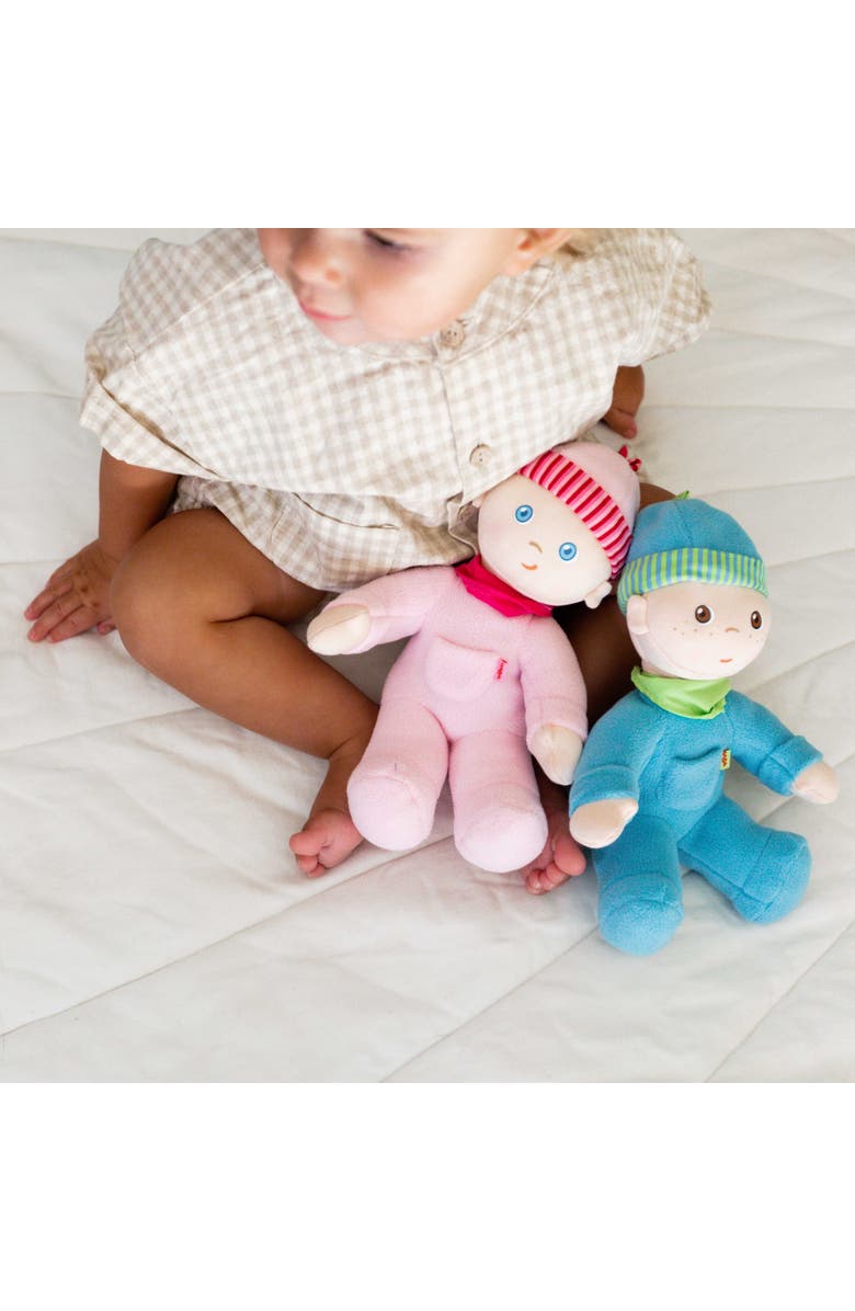 HABA Snug-Up Soft Plush Luis First Baby Doll 8" - Perfect Newborn and Infant Toy,  Ideal Boy Doll for Baby Shower Gift, Alternate, color, Blue Multi