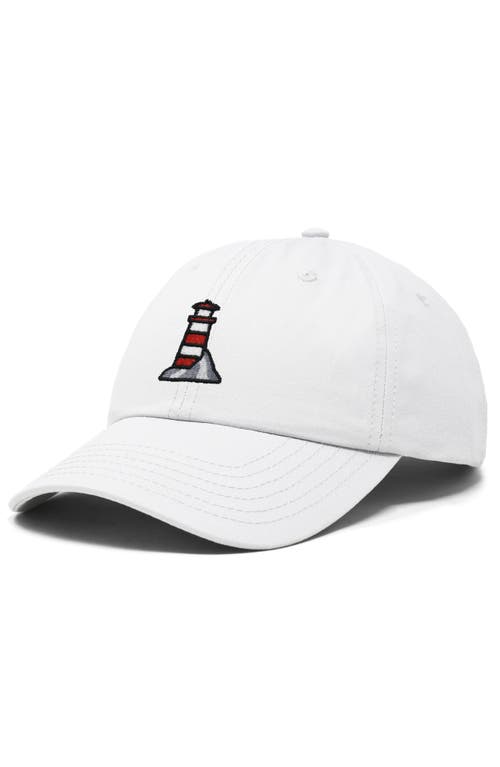 Dalix Lighthouse Embroidered Dad Hat In White