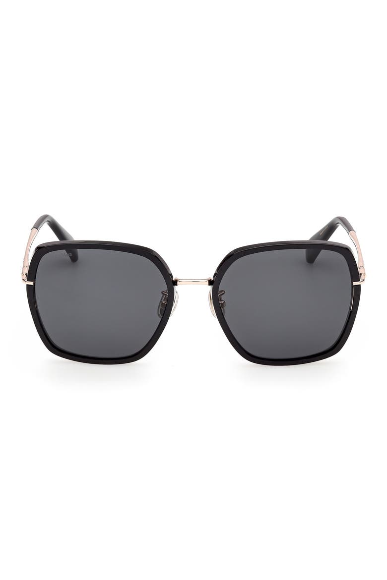 57mm Square Sunglasses, Main, color, SHINY BLACK / SMOKE
