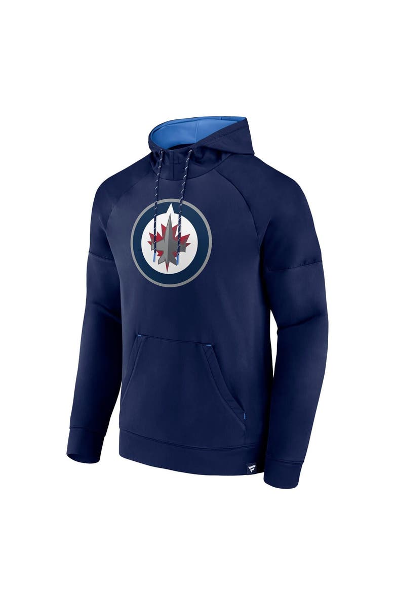 FANATICS Men's Fanatics  Navy Winnipeg Jets Iconic Defender Raglan Pullover Hoodie, Alternate, color, Navy