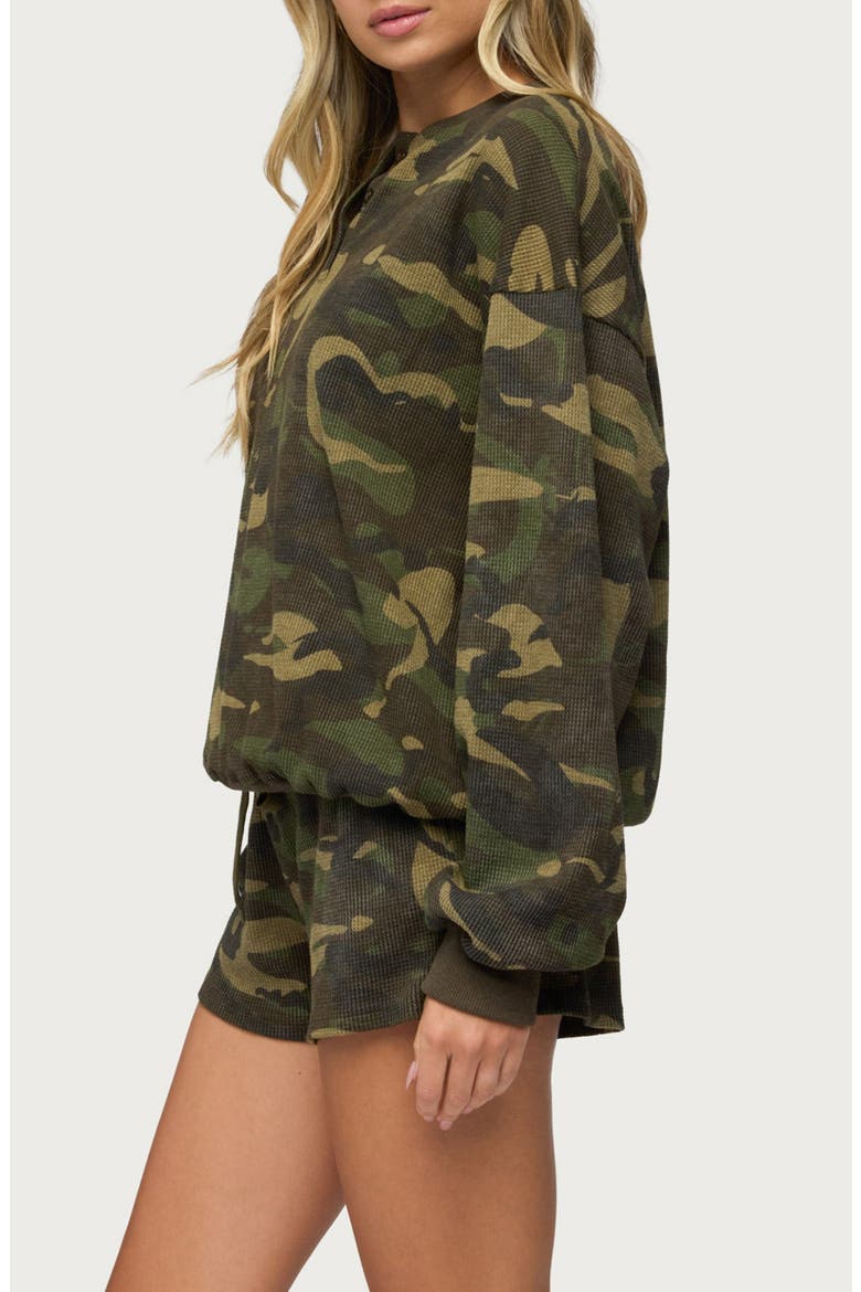 Baila Camo Waffle Knit Henley, Alternate, color, MIX