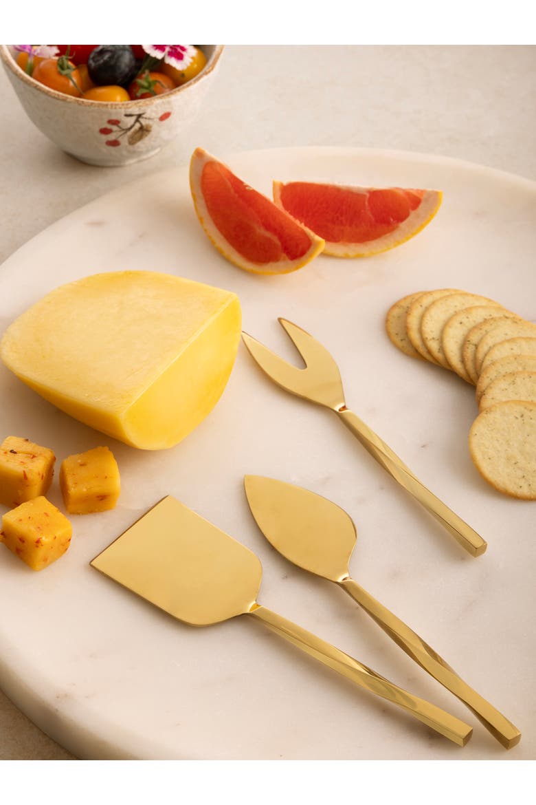 Oslo Cheese Knives, Set of 3, Alternate, color, Gold