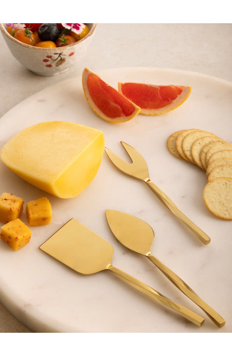 GAURI KOHLI Oslo Cheese Knives, Set of 3, Alternate, color, Gold