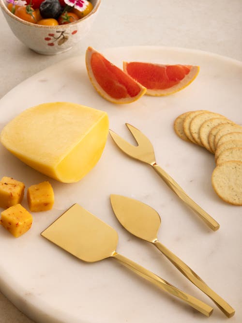 Gauri Kohli Oslo Cheese Knives, Set Of 3 In Gold