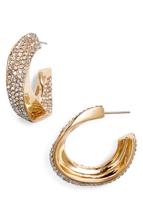 Twisted Crystal Pavé Hoop Earrings