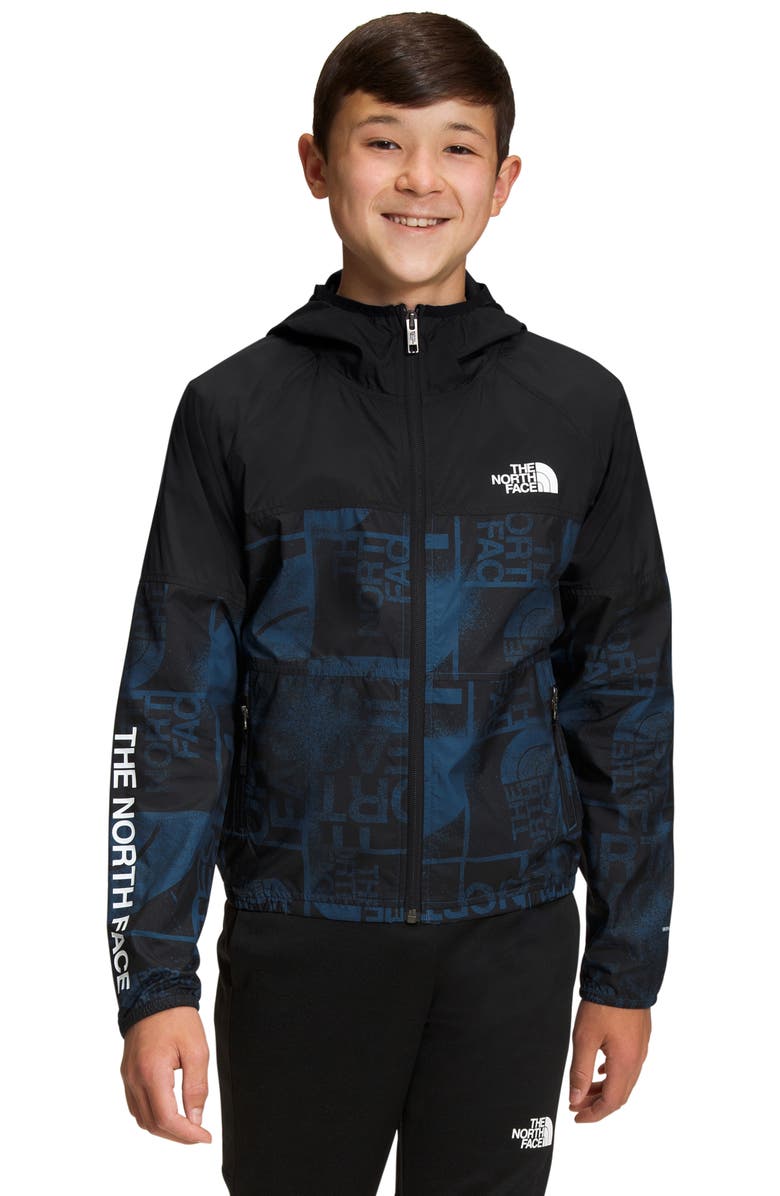The North Face Kids' Never Stop Print WindWall Water Repellent Hooded Jacket, Alternate, color, 