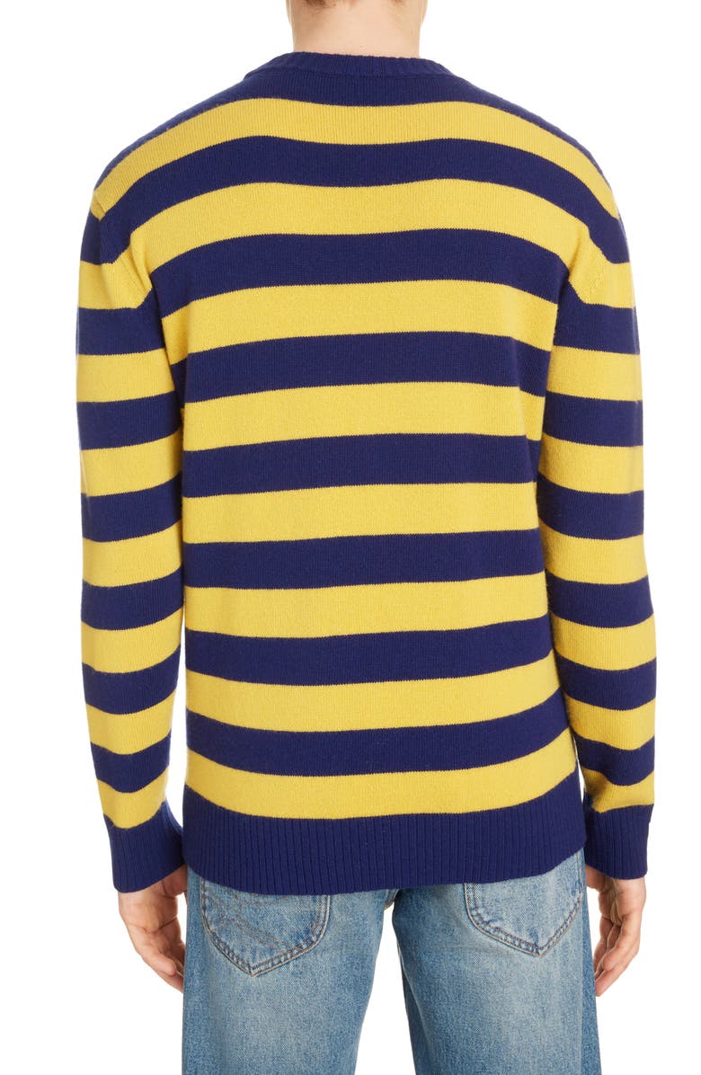 Loewe Anagram Crewneck Stripe Wool & Cashmere Sweater, Alternate, color,