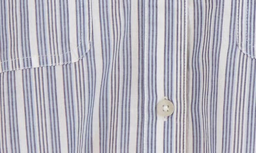 Lucky Brand Stripe Cinch Hem Button-up Shirt In Blue Stripe