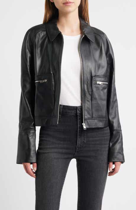 FRAME The Leather Zip Front Jacket