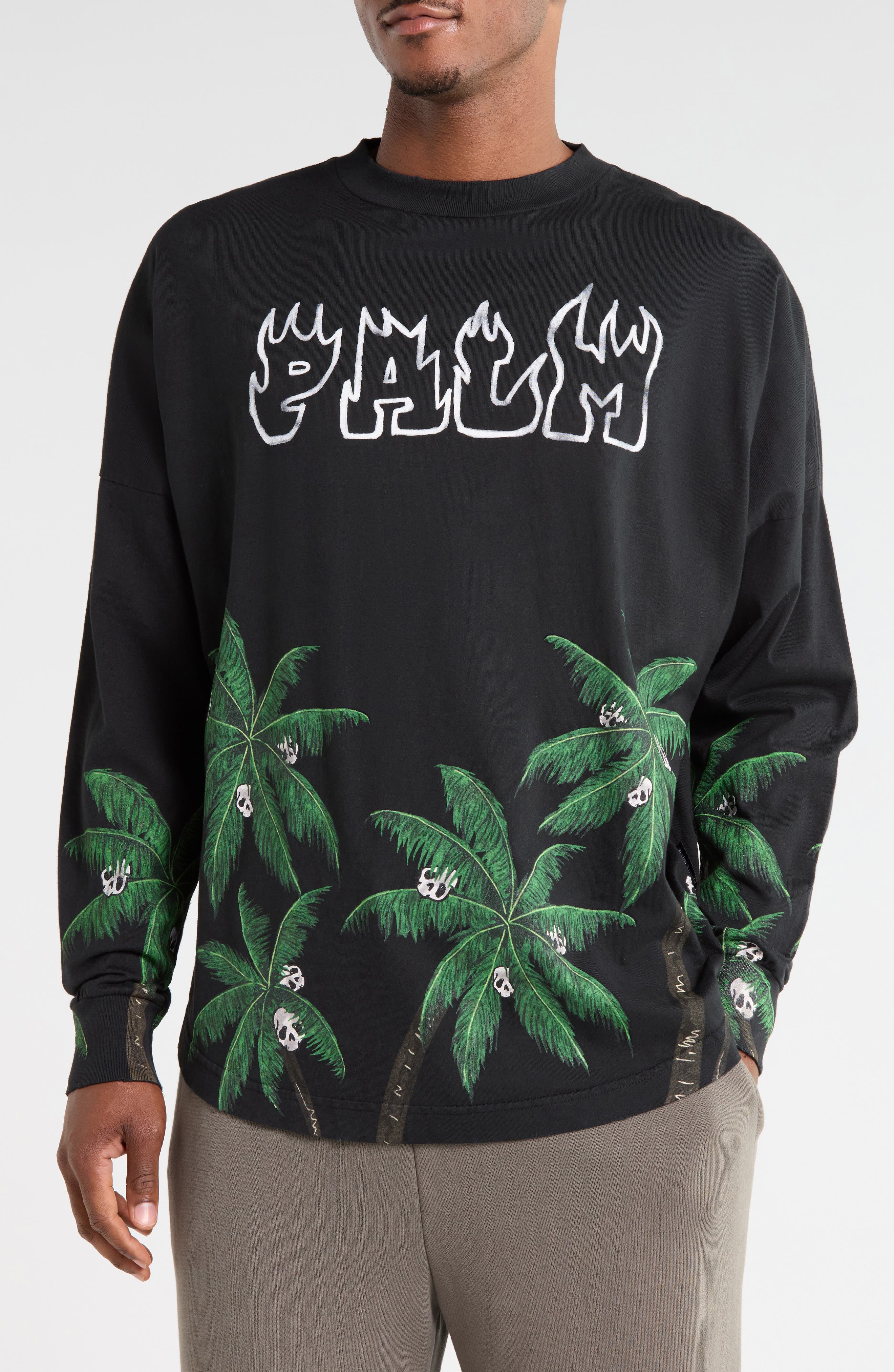 Palm Logo Long Sleeve Cotton Graphic T-Shirt