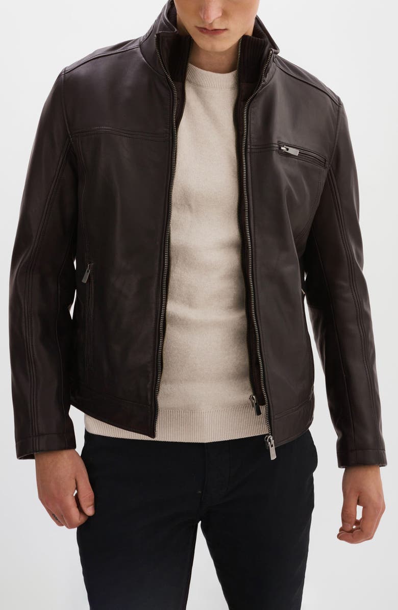 REGENCY Leather Bomber Jacket, Main, color, Dark Brown