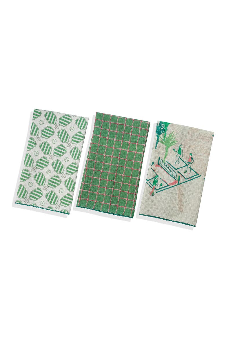 Pickleball Game Day Set of 3 Kitchen Towels, Main, color, KELLY GREEN/ WHITE