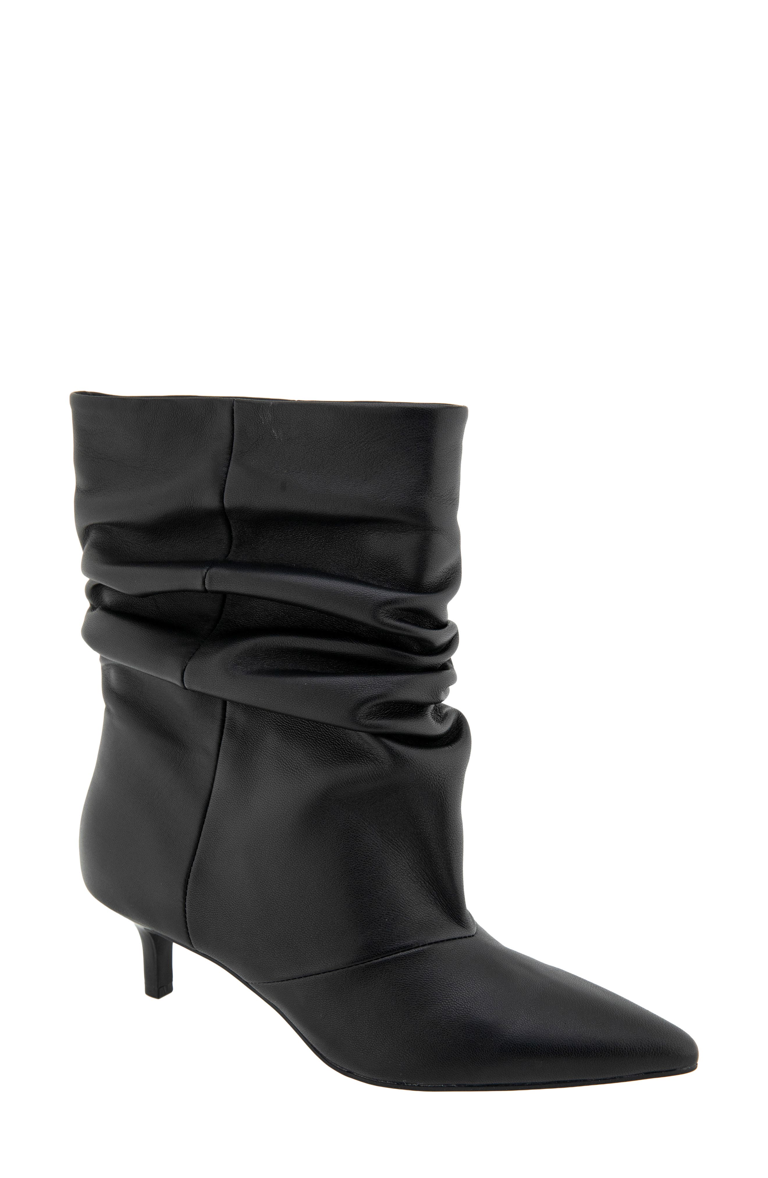 Dinay Pointed Toe Bootie, Main, color, BLACK LEATHER