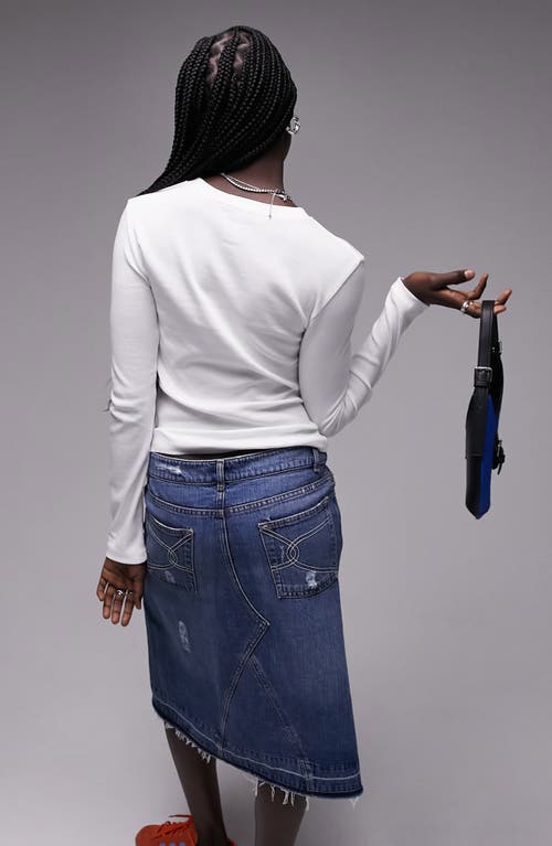 Topshop Long Sleeve Cotton Top In White