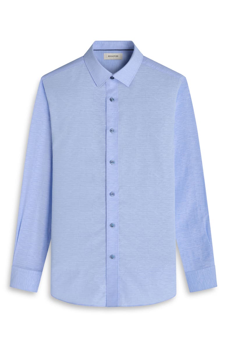 Bugatchi Julian Shaped Fit Abstract Stripe Stretch Cotton Button-Up Shirt, Alternate, color, Sky