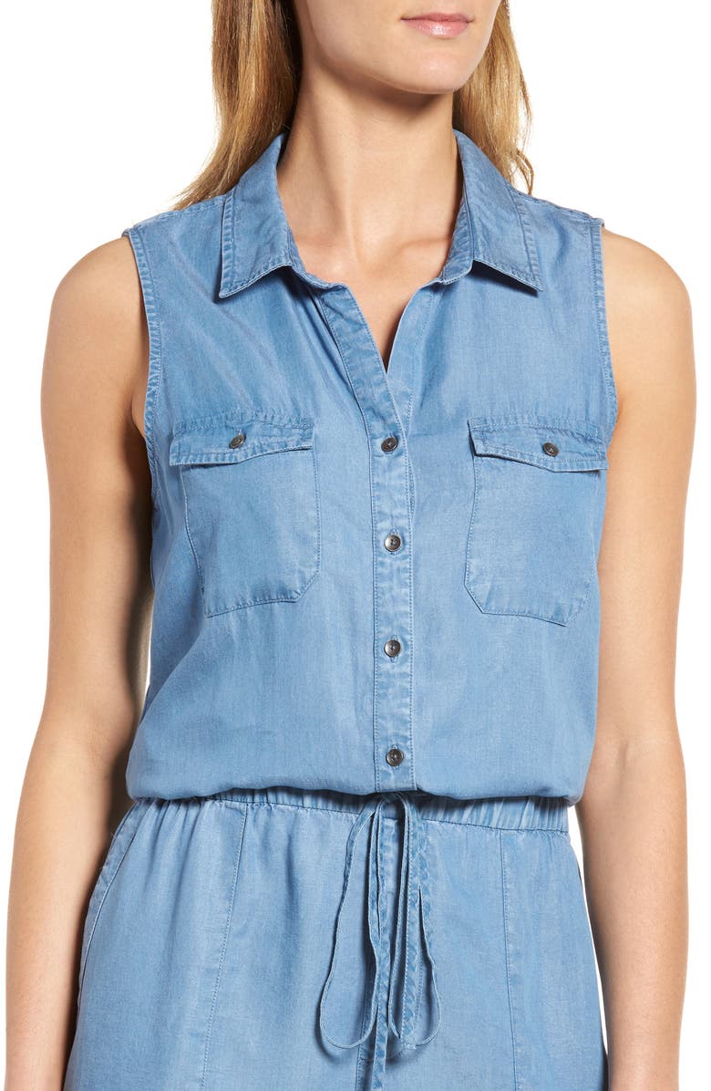 Caslon<sup>®</sup> Chambray Romper, Alternate, color, 