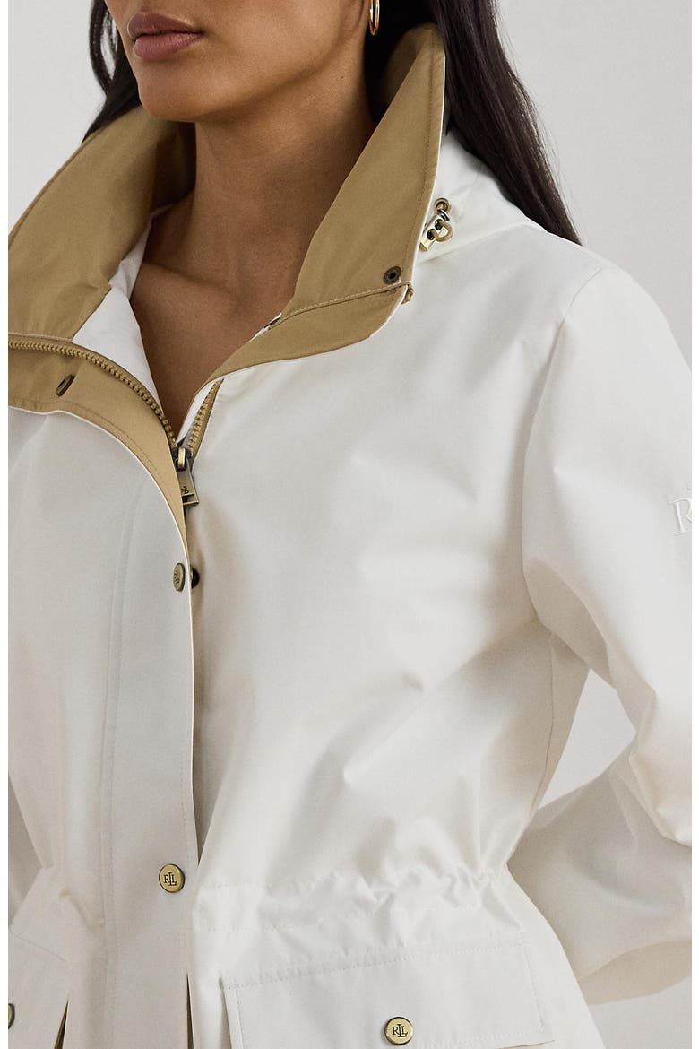 Hooded Contrast Trim Windbreaker, Alternate, color, WHITE