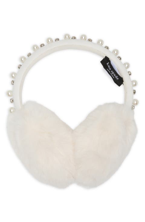 Faux Pearl Embellished Faux Fur Earmuffs