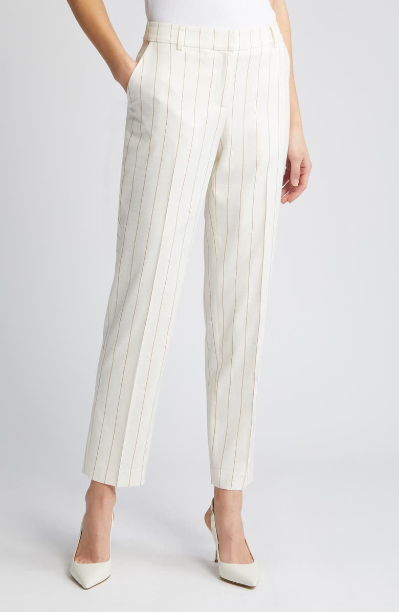 Anne Klein Pinstripe Straight Leg Ankle Pants, Main, color, 