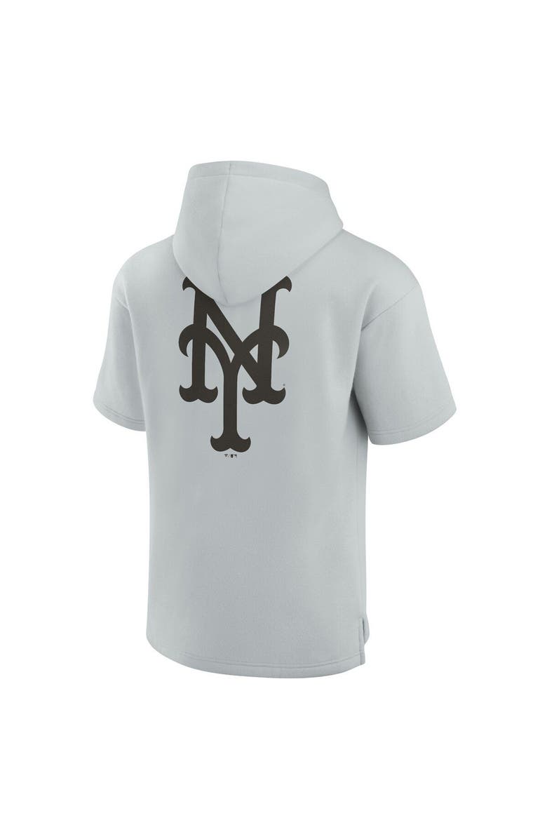 Fanatics Signature Unisex Fanatics Signature Gray New York Mets Elements Super Soft Fleece Short Sleeve Pullover Hoodie, Alternate, color, Gray