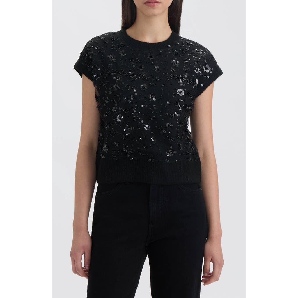 Nvlt Embellished Short Sleeve Sweater In Black